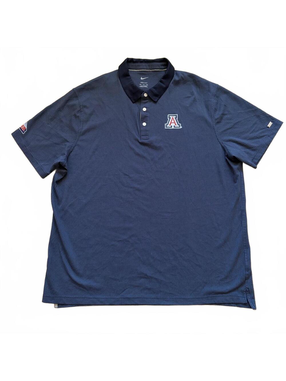 Nike Arizona Wildcats Dri-Fit Polo Shirt UofA Houndstooth Blue Men Size XXL 2XL